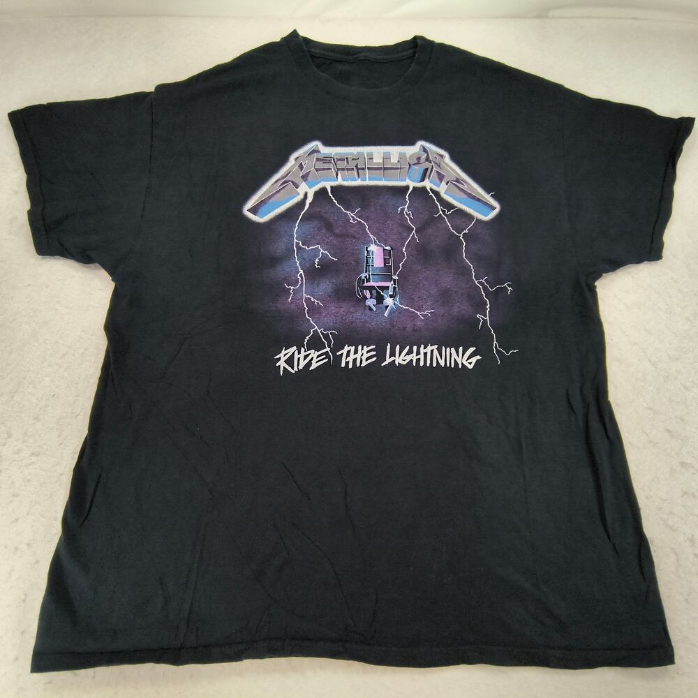 Metallica Ride The Lightning Band Graphic Crew Neck T Shirt Mens Size XL Black - Picture 2 of 9